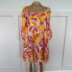 Anthropologie Sanctuary NWT Summer Swing Dress XS Oversized Colorful Puff Sleeve